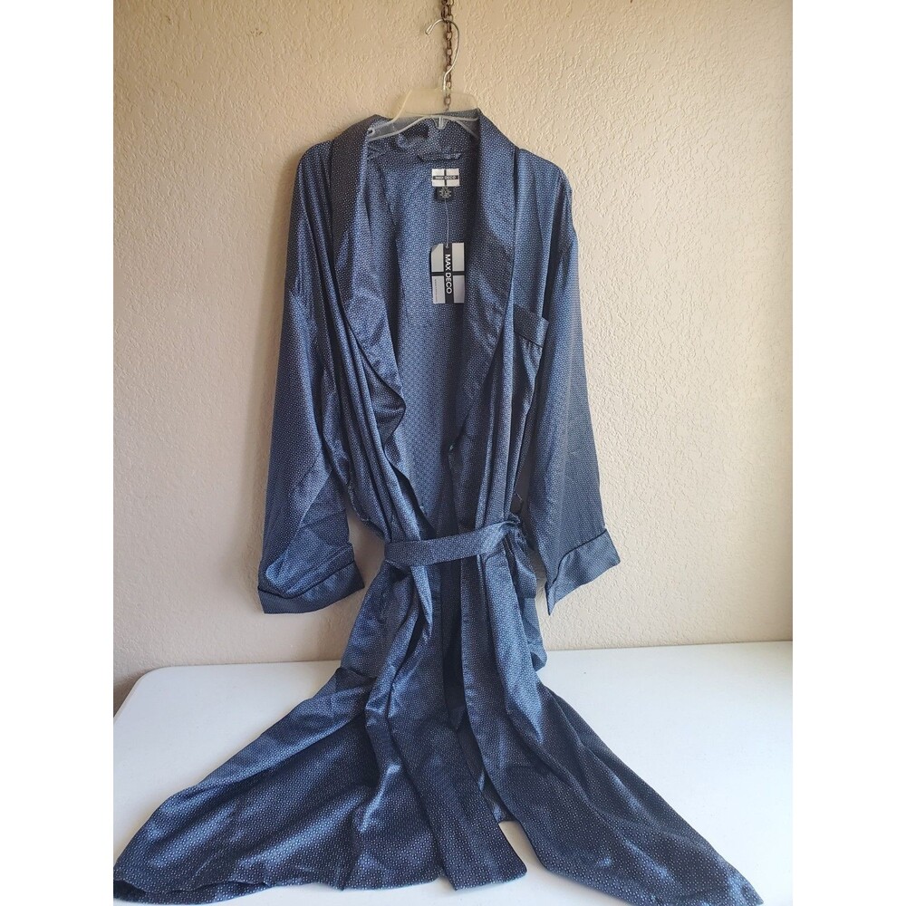 Max Deco Robe 100% Silk Multicolor Geometric Print Belt Pockets Retro S/M
